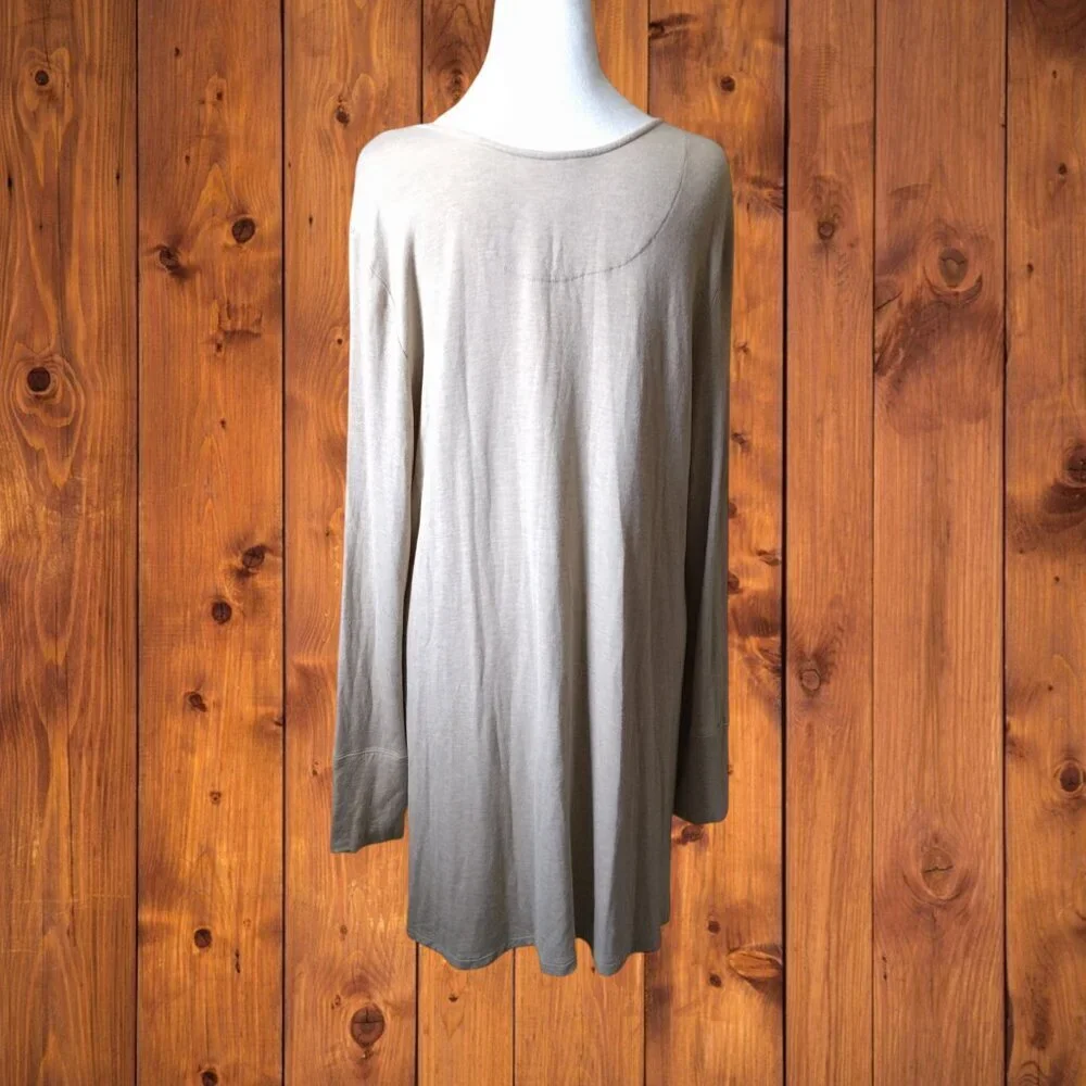 Soma Beige Tunic Shirt Dress Zipper Accent Neutral Cozy Size XL Minimalist